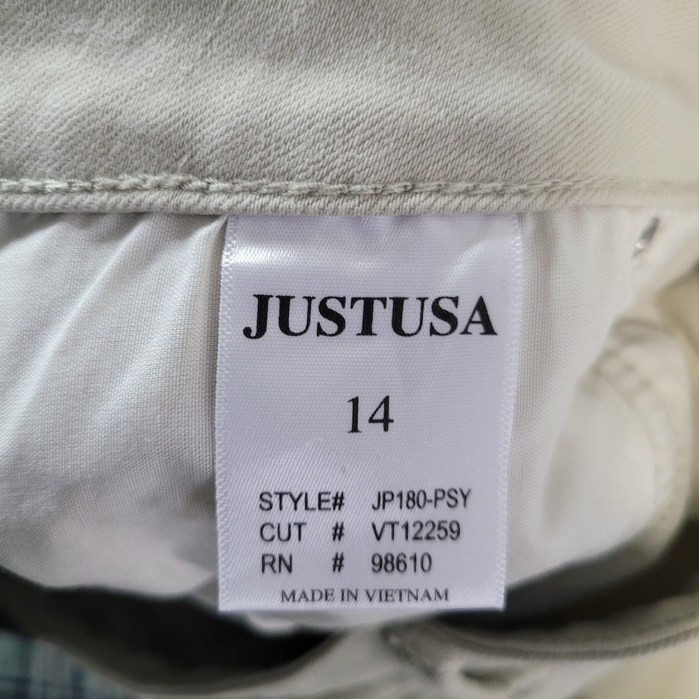 JUSTUSA Womens Size 14 Khaki Tan‎ Flare Leg Raw Hem Denim Jeans JP180-PSY - Picture 8 of 11